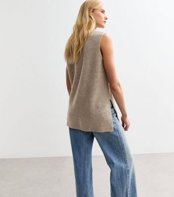 Mink Long Soft Knit Jumper Vest
