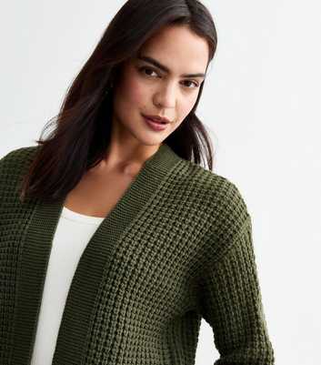 Khaki Chunky Knit Open Front Cardigan