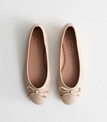 Extra Wide Fit Off White Woven Ballerina Pumps
