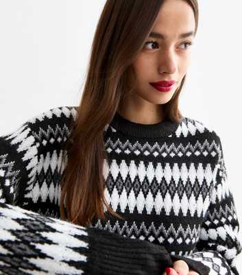 Black Christmas Pattern Knit Long Sleeve Jumper