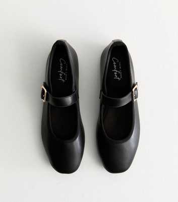 Black Leather-Look Mary Jane Shoes