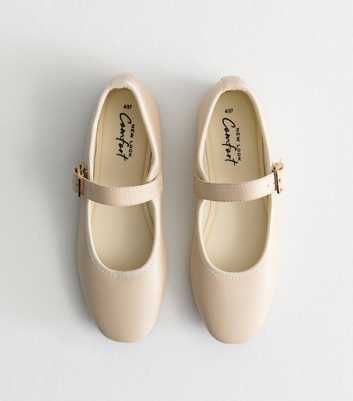 Off-White Leather-Look Mary Jane Flats