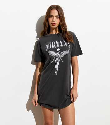 Grey Nirvana Logo Mini T-Shirt Dress