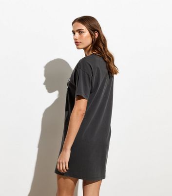 Grey Nirvana Logo Mini T Shirt Dress New Look