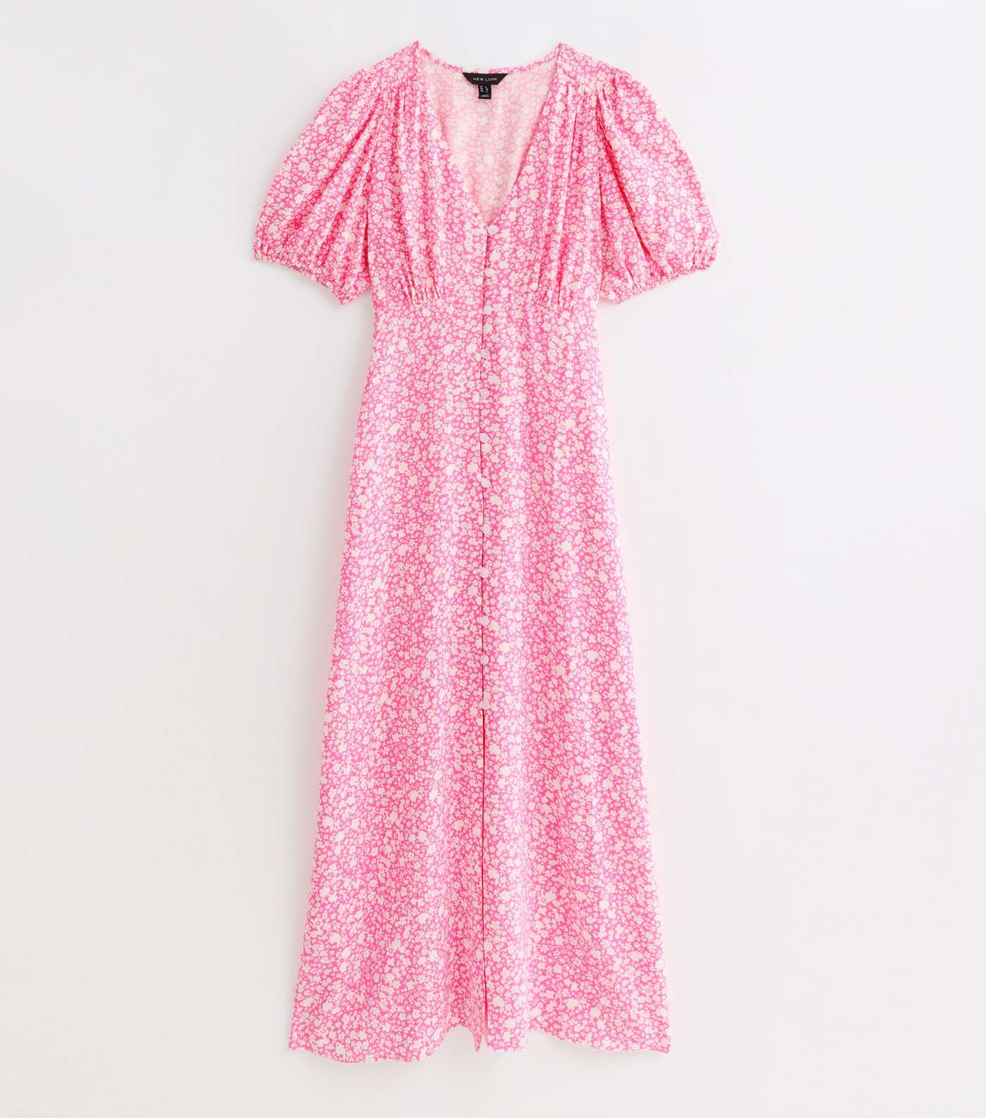 Pink Floral V-Neck Midi Dress Image 5