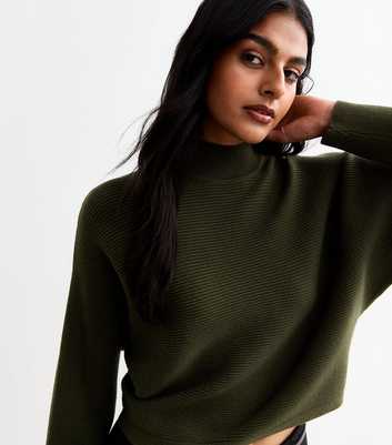 Khaki Rib Knit Crop Jumper 