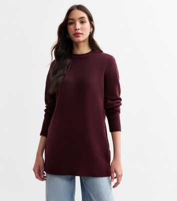 Burgundy Crew Neck Knit Jumper