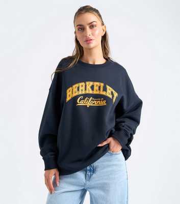 Urban Bliss Navy Berkeley Logo Oversized Sweatshirt