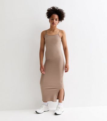 Camel ribbed dress best sale