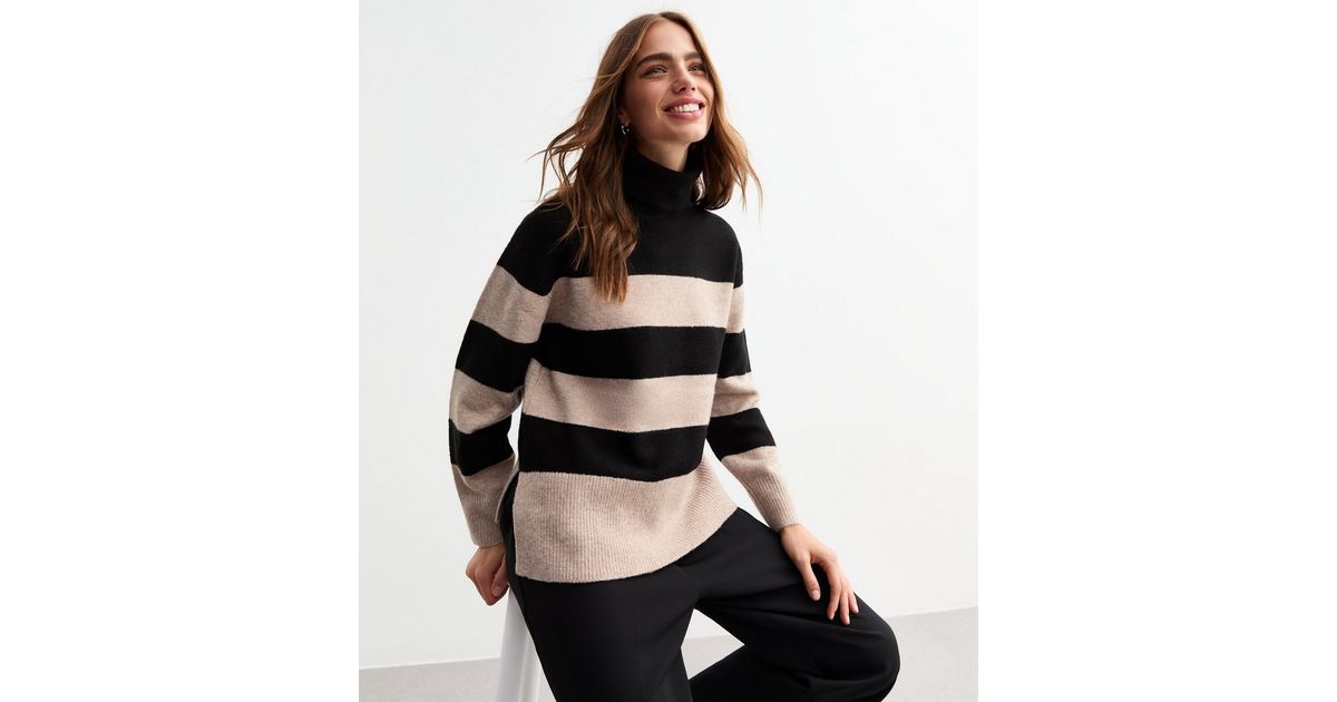 Striped Knit Jumper - Beige