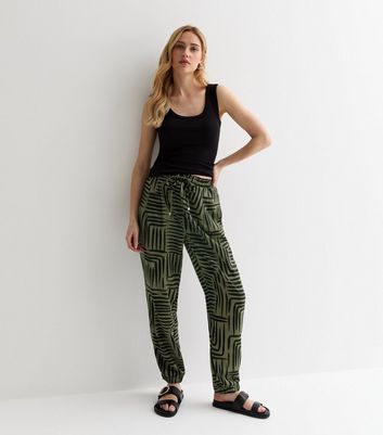 Womens Green Co-ord Graphic Drawstring Joggers