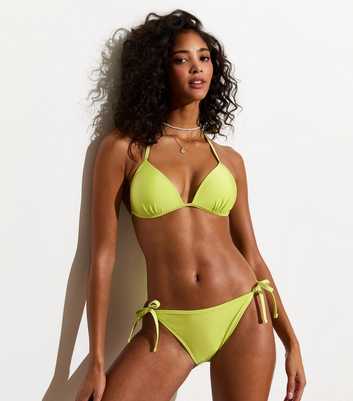 Lime Green Tie Bikini Bottoms