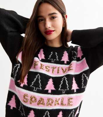 Black Christmas Soft Knit Festive Sparkle Jumper