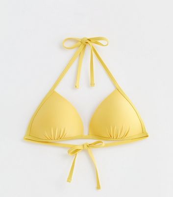 Yellow Moulded-Cup Triangle Bikini Top New Look