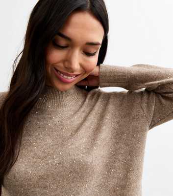 Mink Sequin Embellished Knitted Jumper