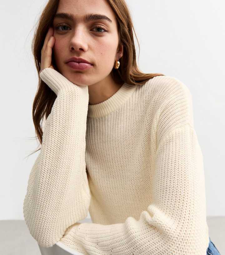 Cream Textured Knit Jumper 