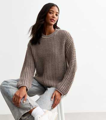 Mink Moss Stitch Crew-Neck Jumper