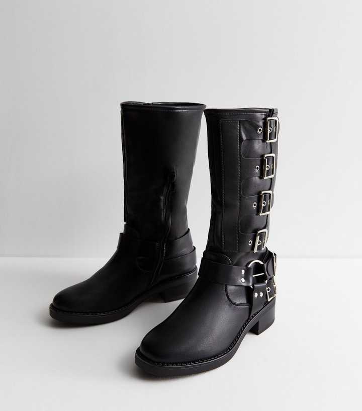 black riding boots with buckles