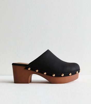 Black clogs wooden heel online