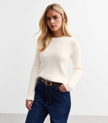 Petite Off White Fluffy Ribbed Jumper