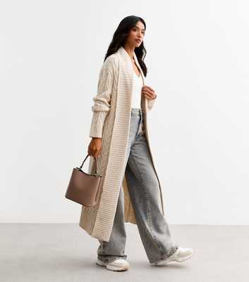 Petite Cream Cable Knit Maxi Cardigan