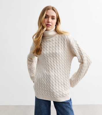 Cream Cable Knit Roll Neck Jumper 