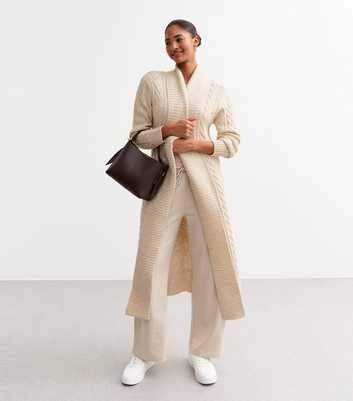 Cream Cable Knit Maxi Cardigan