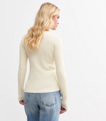 Petite White Rib Knit Crew Neck Jumper New Look