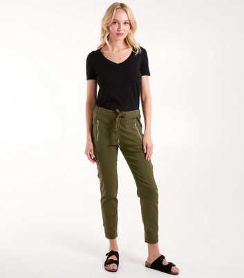 Blue Vanilla Olive Zip Drawstring Trousers