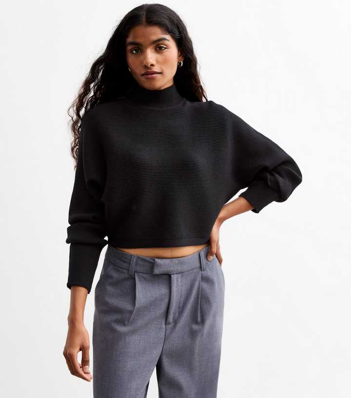 Jummer W Petite Black Rib Knit Cropped Jumper | New Look