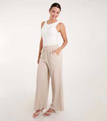 Blue Vanilla Stone Drawstring Wide Leg Trousers