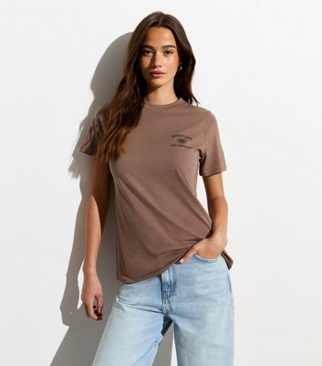 Brown Los Angeles Cotton T-Shirt New Look
