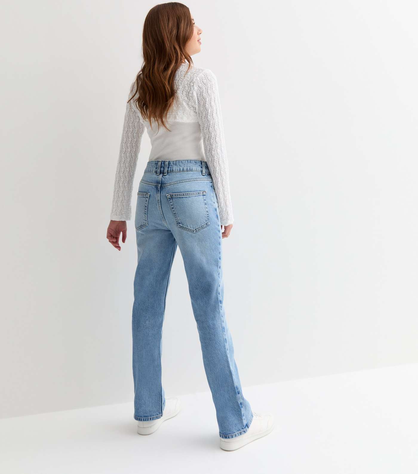 Girls Blue Low Rise Seam Front Bootcut Jeans Image 6