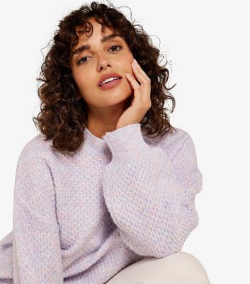 Apricot Lilac Waffle Knit Crew Neck Jumper New Look