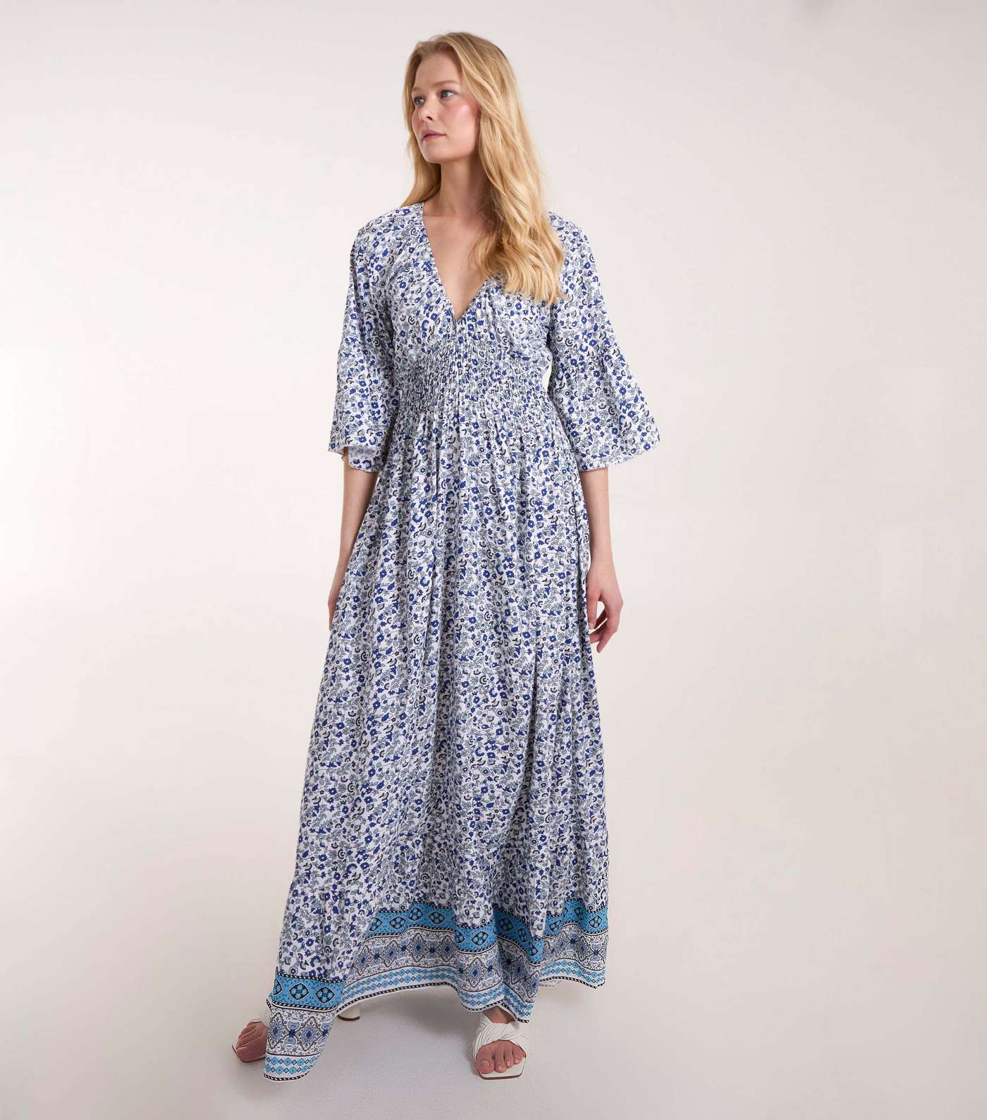 Blue Vanilla Blue Floral Print Shirred Waist Maxi Dress Image 2
