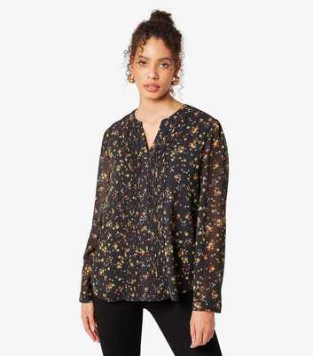 Apricot Black Ditsy Floral Long Sleeve Top