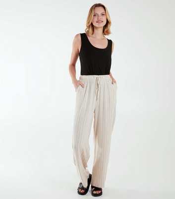 Blue Vanilla Stone Stripe Wide Leg Trousers