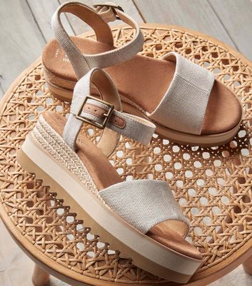 TOMS Cream Low Espadrille Wedge Sandals New Look