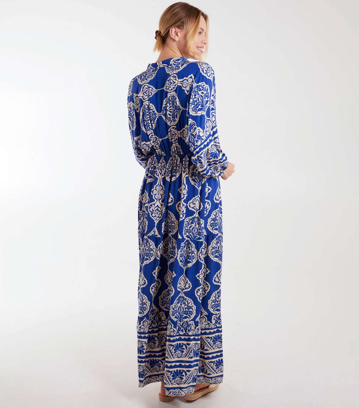 Blue Vanilla Blue Abstract Print Tiered Maxi Dress Image 4