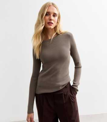 Mink Rib Knit Crew Neck Jumper 