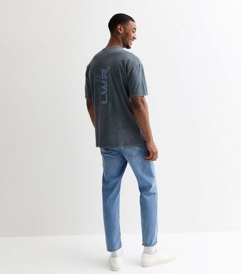 Men's Dark Grey Live Without Regret Slogan Cotton T-Shirt New Look