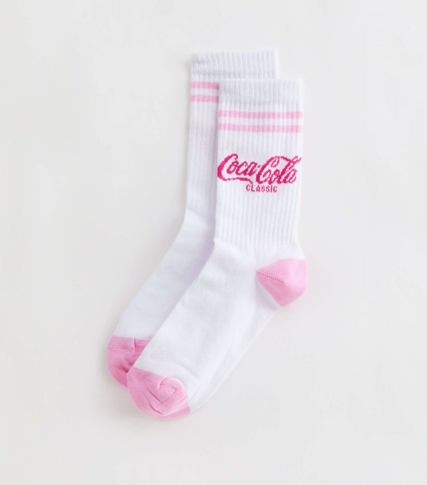 White Ribbed Coca Cola Socks