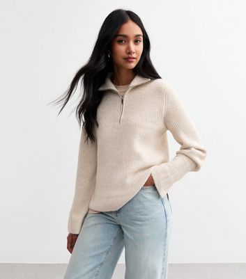 Half zip ribbed sweater sale