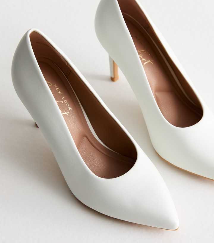 White Pointed Stiletto Heel Court Shoes