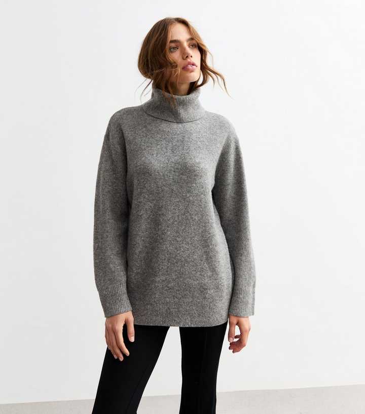 Turtleneck Sweater Longline Ladies Jumpers Uk Pale Pink Longline