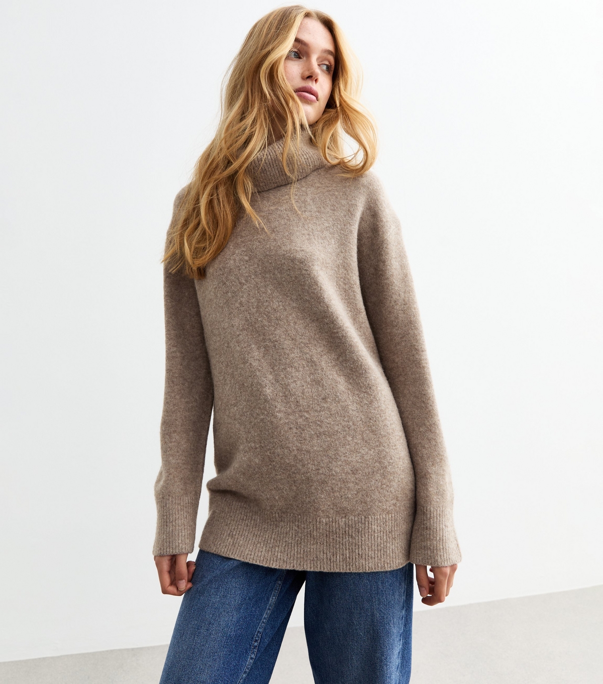 Women's Mink Longline Roll Neck Jumper New Look