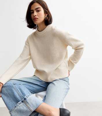 Off White Soft Knit Crew Neck Jumper 