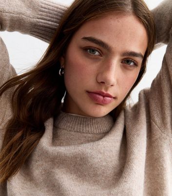 Brown Soft Midweight Knit Crew Neck Jumper