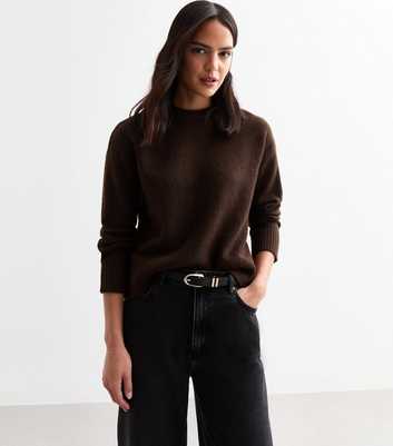 Brown Soft Knit Crew Neck Jumper 