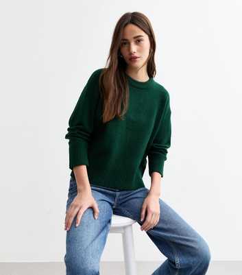 Green Soft Midweight Knit Crew Neck Jumper